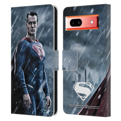 Batman V Superman: Dawn of Justice Graphics Superman Leather Book Wallet Case Cover For Google Pixel 7a