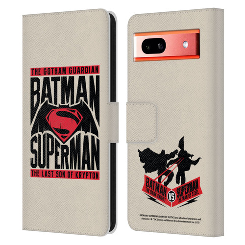 Batman V Superman: Dawn of Justice Graphics Typography Leather Book Wallet Case Cover For Google Pixel 7a