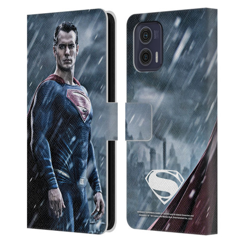 Batman V Superman: Dawn of Justice Graphics Superman Leather Book Wallet Case Cover For Motorola Moto G73 5G