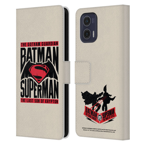 Batman V Superman: Dawn of Justice Graphics Typography Leather Book Wallet Case Cover For Motorola Moto G73 5G