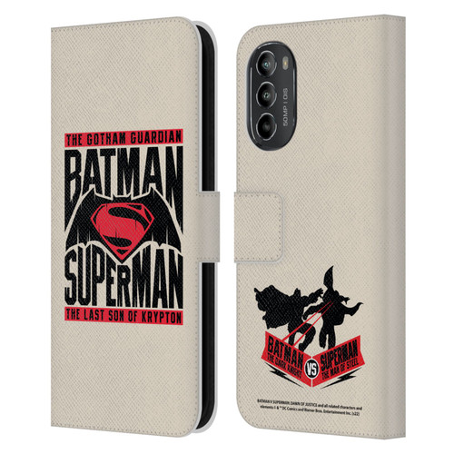 Batman V Superman: Dawn of Justice Graphics Typography Leather Book Wallet Case Cover For Motorola Moto G82 5G