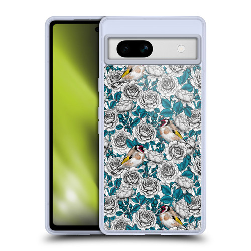 Katerina Kirilova Floral Patterns White Rose & Birds Soft Gel Case for Google Pixel 7a