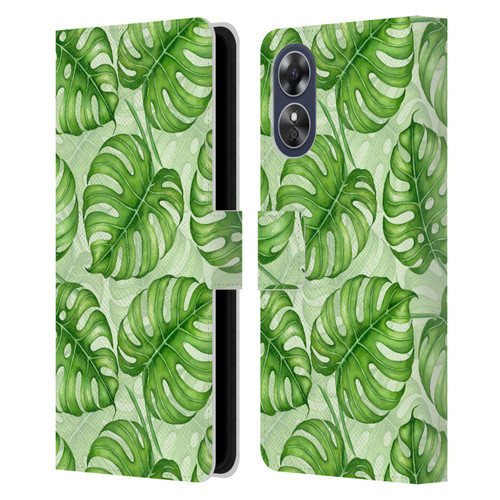 Katerina Kirilova Fruits & Foliage Patterns Monstera Leather Book Wallet Case Cover For OPPO A17