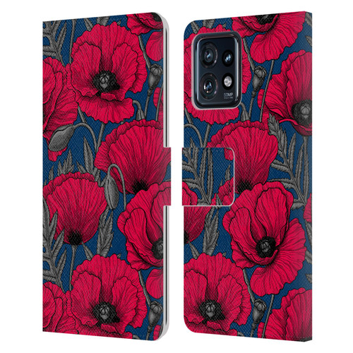 Katerina Kirilova Floral Patterns Night Poppy Garden Leather Book Wallet Case Cover For Motorola Moto Edge 40 Pro