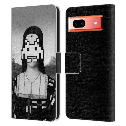 LouiJoverArt Black And White Renaissance Invaders Leather Book Wallet Case Cover For Google Pixel 7a