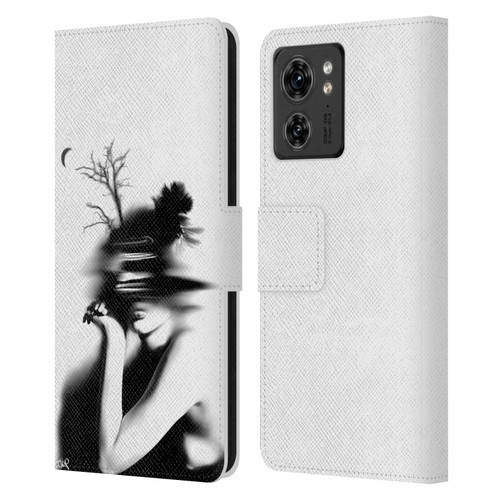 LouiJoverArt Black And White The Mystery Of Never Leather Book Wallet Case Cover For Motorola Moto Edge 40