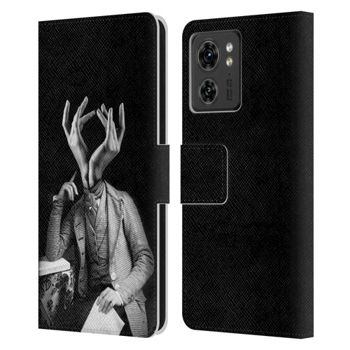 LouiJoverArt Black And White Sensitive Man Leather Book Wallet Case Cover For Motorola Moto Edge 40