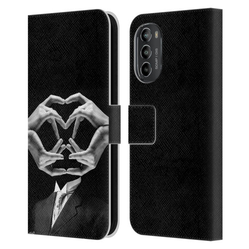 LouiJoverArt Black And White Mr Handy Man Leather Book Wallet Case Cover For Motorola Moto G82 5G