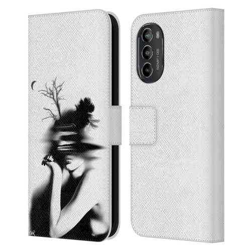 LouiJoverArt Black And White The Mystery Of Never Leather Book Wallet Case Cover For Motorola Moto G82 5G