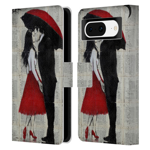 LouiJoverArt Red Ink A New Kiss Leather Book Wallet Case Cover For Google Pixel 8