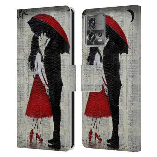 LouiJoverArt Red Ink A New Kiss Leather Book Wallet Case Cover For Motorola Moto Edge 30 Fusion