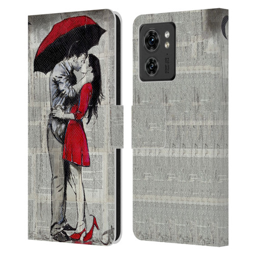 LouiJoverArt Red Ink A New Kiss 2 Leather Book Wallet Case Cover For Motorola Moto Edge 40