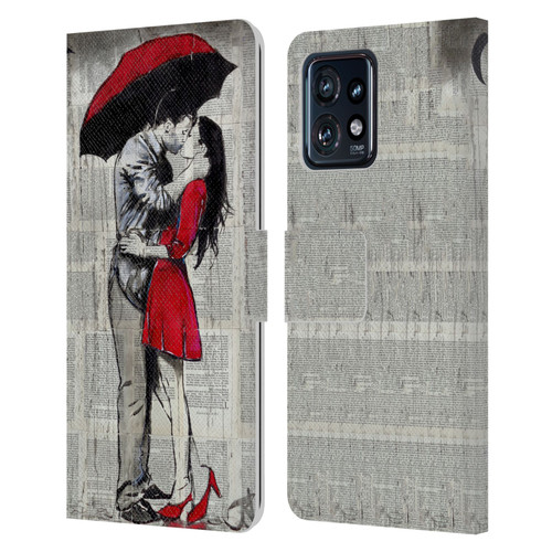 LouiJoverArt Red Ink A New Kiss 2 Leather Book Wallet Case Cover For Motorola Moto Edge 40 Pro