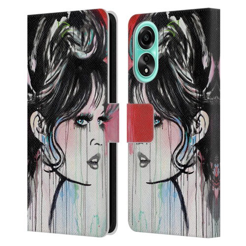 LouiJoverArt Red Ink God Created Woman Leather Book Wallet Case Cover For OPPO A78 5G