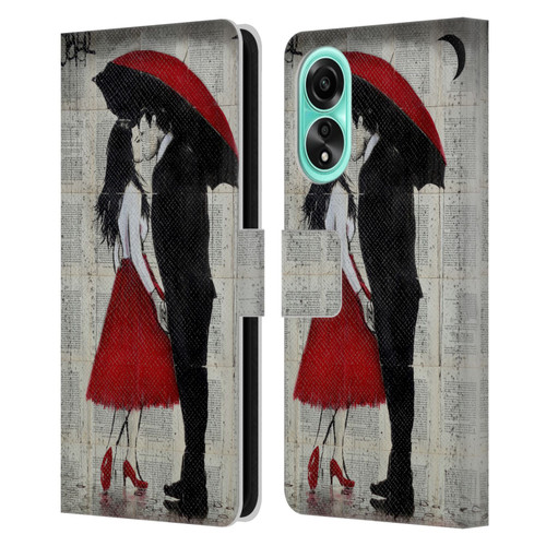LouiJoverArt Red Ink A New Kiss Leather Book Wallet Case Cover For OPPO A78 4G