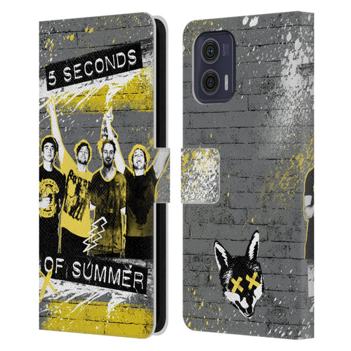 5 Seconds of Summer Posters Splatter Leather Book Wallet Case Cover For Motorola Moto G73 5G