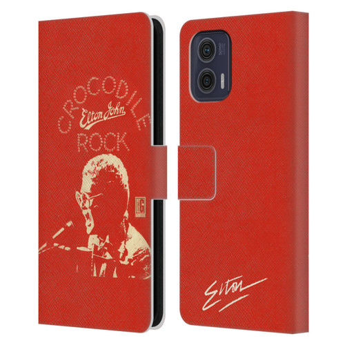 Elton John Artwork Crocodile Rock Single Leather Book Wallet Case Cover For Motorola Moto G73 5G