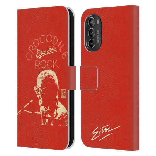 Elton John Artwork Crocodile Rock Single Leather Book Wallet Case Cover For Motorola Moto G82 5G
