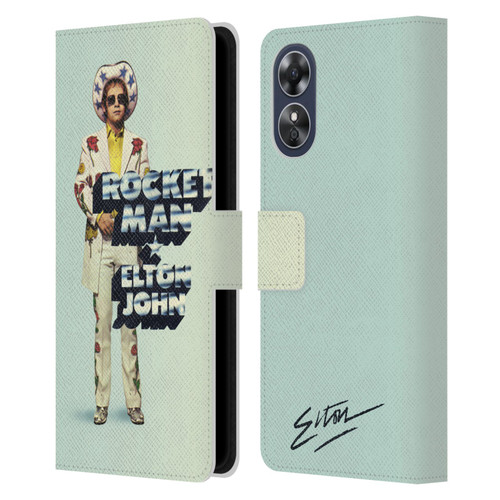 Elton John Artwork Rocket Man Single Leather Book Wallet Case Cover For OPPO A17
