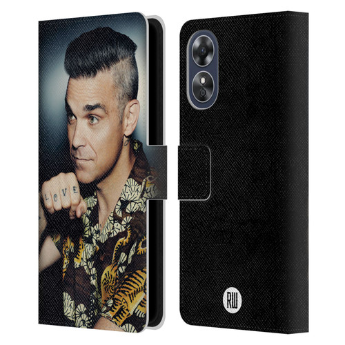 Robbie Williams Calendar Love Tattoo Leather Book Wallet Case Cover For OPPO A17