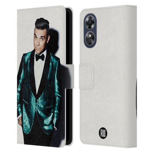 Robbie Williams Calendar White Background Leather Book Wallet Case Cover For OPPO A17