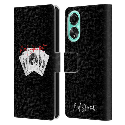 Rod Stewart Art Poker Hand Leather Book Wallet Case Cover For OPPO A78 4G