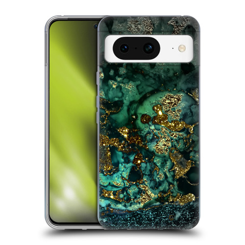 UtArt Malachite Emerald Gold And Seafoam Green Soft Gel Case for Google Pixel 8