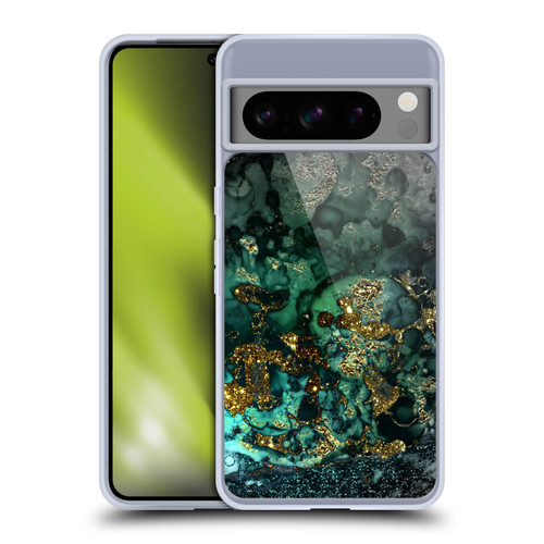 UtArt Malachite Emerald Gold And Seafoam Green Soft Gel Case for Google Pixel 8 Pro