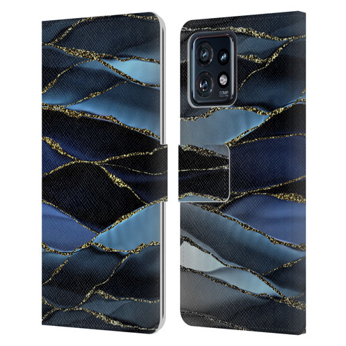 UtArt Dark Night Marble Deep Sparkle Waves Leather Book Wallet Case Cover For Motorola Moto Edge 40 Pro