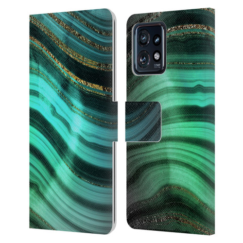 UtArt Malachite Emerald Glitter Gradient Leather Book Wallet Case Cover For Motorola Moto Edge 40 Pro