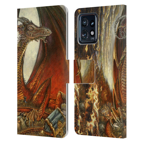 Myles Pinkney Mythical Treasure Dragon Leather Book Wallet Case Cover For Motorola Moto Edge 40 Pro