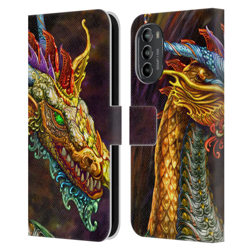 Myles Pinkney Mythical Silver Dragon Leather Book Wallet Case Cover For Motorola Moto G82 5G