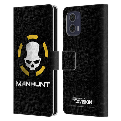 Tom Clancy's The Division Dark Zone Manhunt Logo Leather Book Wallet Case Cover For Motorola Moto G73 5G