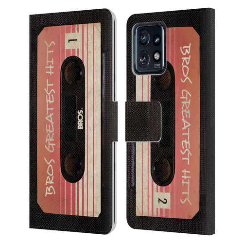 BROS Vintage Cassette Tapes Greatest Hits Leather Book Wallet Case Cover For Motorola Moto Edge 40 Pro