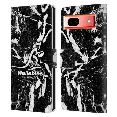 Australia National Rugby Union Team Crest Black Marble Leather Book Wallet Case Cover For Google Pixel 7a