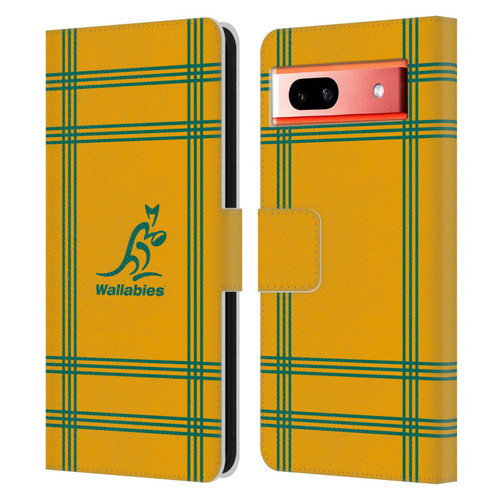 Australia National Rugby Union Team Crest Tartan Leather Book Wallet Case Cover For Google Pixel 7a
