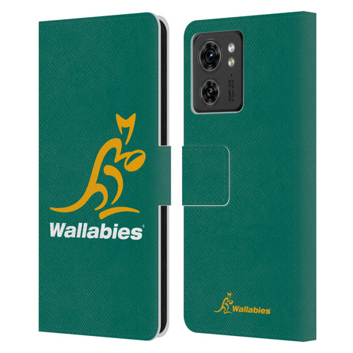 Australia National Rugby Union Team Crest Plain Green Leather Book Wallet Case Cover For Motorola Moto Edge 40