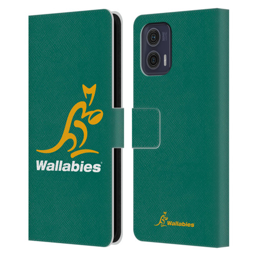 Australia National Rugby Union Team Crest Plain Green Leather Book Wallet Case Cover For Motorola Moto G73 5G