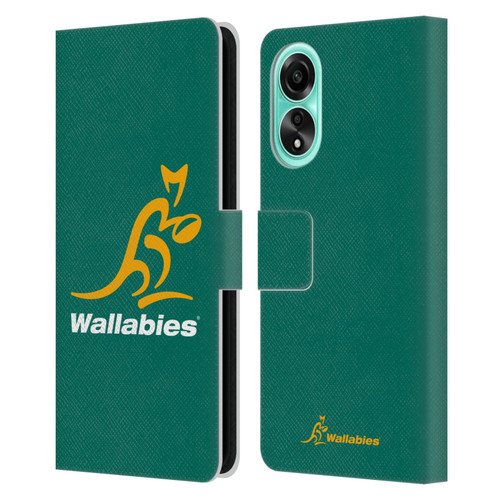Australia National Rugby Union Team Crest Plain Green Leather Book Wallet Case Cover For OPPO A78 5G