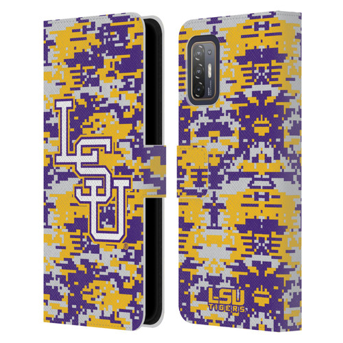 Louisiana State University LSU Louisiana State University Digital Camouflage Leather Book Wallet Case Cover For HTC Desire 21 Pro 5G
