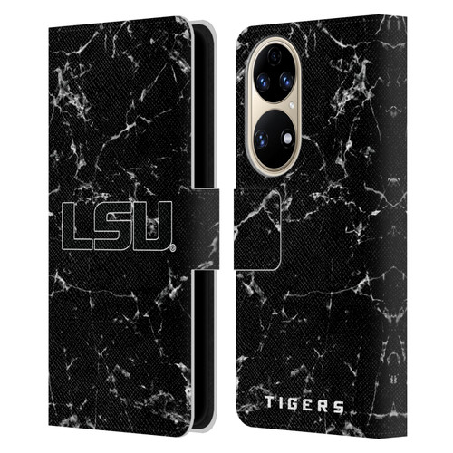 Louisiana State University LSU Louisiana State University Black And White Marble Leather Book Wallet Case Cover For Huawei P50