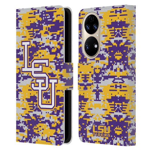 Louisiana State University LSU Louisiana State University Digital Camouflage Leather Book Wallet Case Cover For Huawei P50