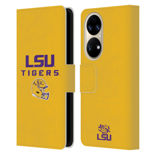 Louisiana State University LSU Louisiana State University Helmet Logotype Leather Book Wallet Case Cover For Huawei P50