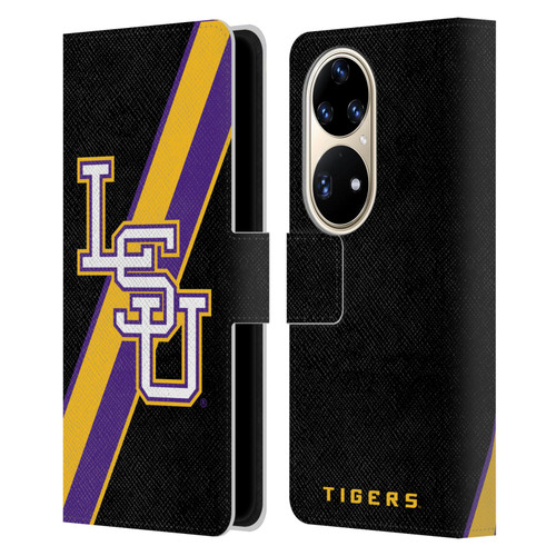 Louisiana State University LSU Louisiana State University Stripes Leather Book Wallet Case Cover For Huawei P50 Pro