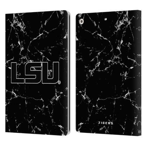 Louisiana State University LSU Louisiana State University Black And White Marble Leather Book Wallet Case Cover For Apple iPad 10.2 2019/2020/2021