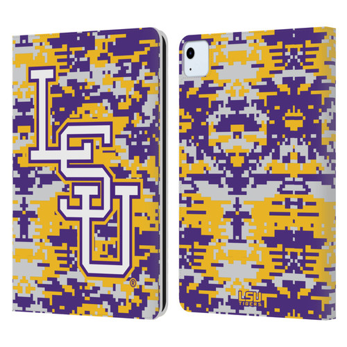 Louisiana State University LSU Louisiana State University Digital Camouflage Leather Book Wallet Case Cover For Apple iPad Air 2020 / 2022