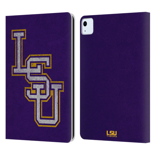 Louisiana State University LSU Louisiana State University Distressed Leather Book Wallet Case Cover For Apple iPad Air 2020 / 2022