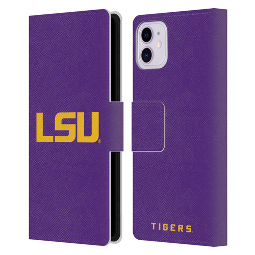 Louisiana State University LSU Louisiana State University Plain Leather Book Wallet Case Cover For Apple iPhone 11