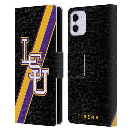 Louisiana State University LSU Louisiana State University Stripes Leather Book Wallet Case Cover For Apple iPhone 11