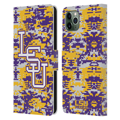 Louisiana State University LSU Louisiana State University Digital Camouflage Leather Book Wallet Case Cover For Apple iPhone 11 Pro Max